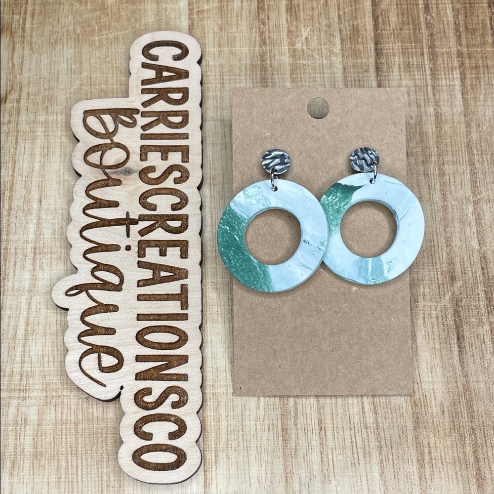 Green Marble Dangle Earrings